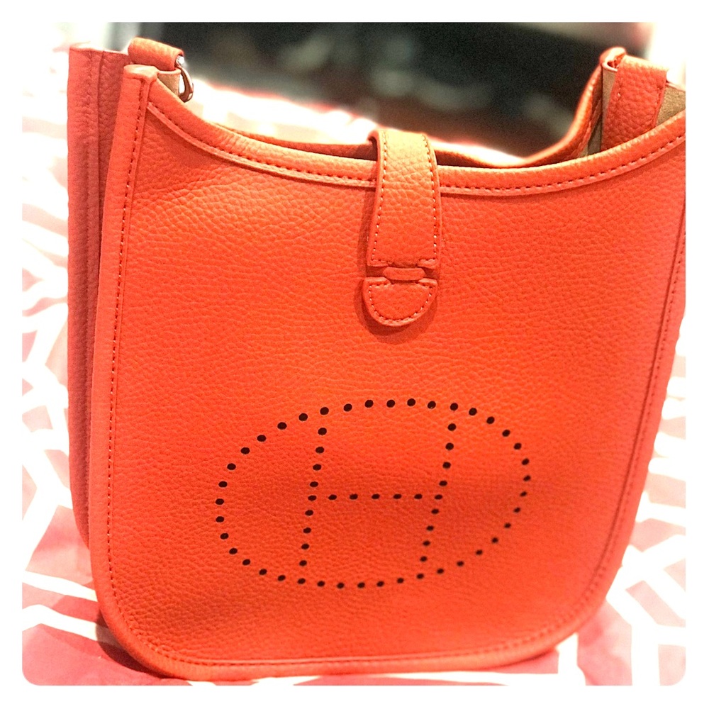 Orange Leather Crossbody shoulder bag